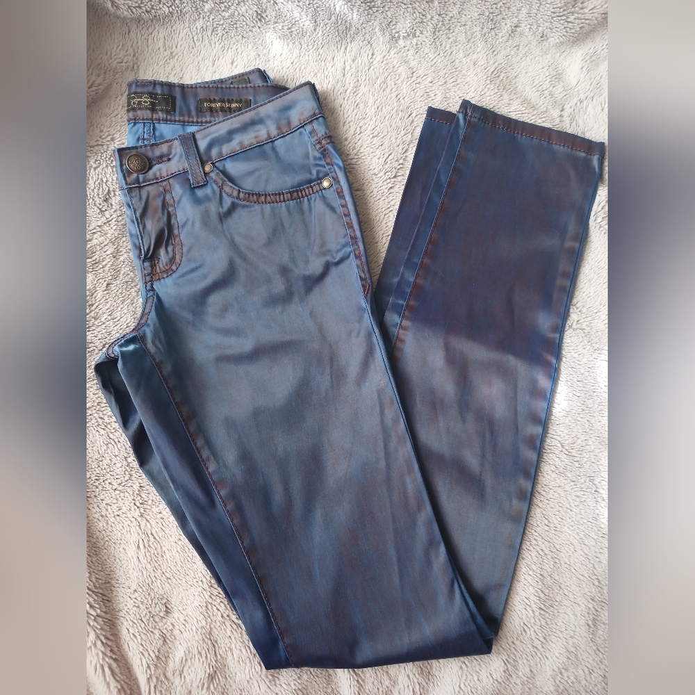 Jessica Simpson Shimmering Blue Straight Leg Pants